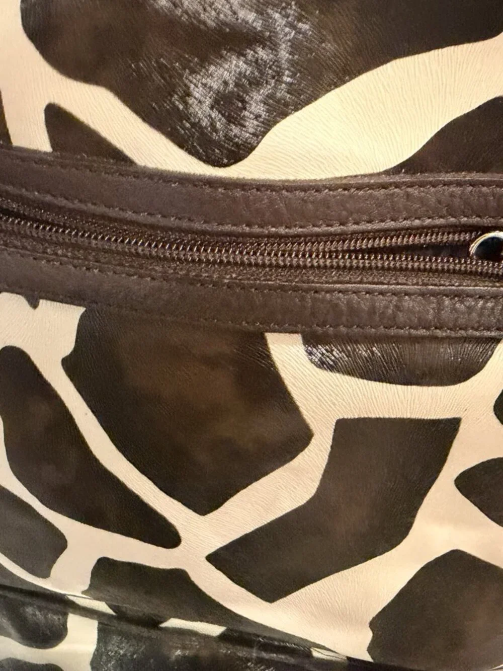 Dooney & Bourke Giraffe Print Hobo Shoulder Bag Brown Cream